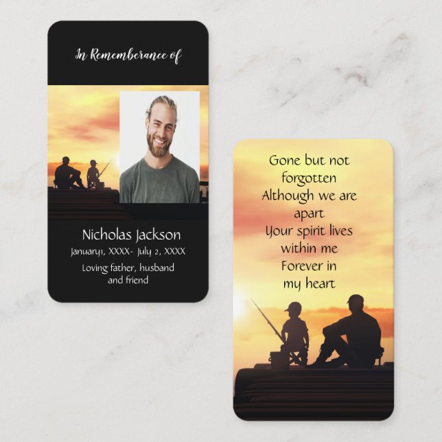Memorial Memory Card Fishing Fisherman Sport (Front/Back)
