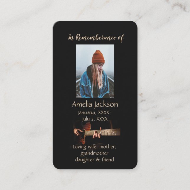 Memorial Memory Card Music Guitar  (Front)