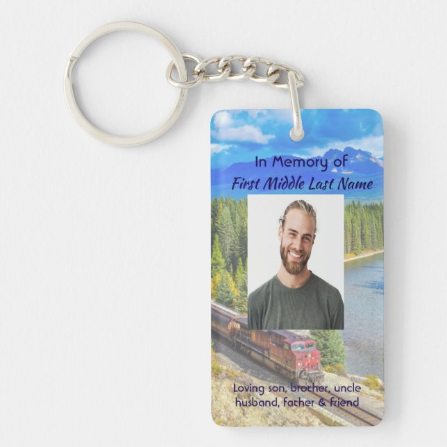 Memorial Memory Card Train Rail Tram Railway Key Ring (Front)