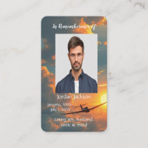 Memorial Memory Pocket Card Aeroplane Pilot