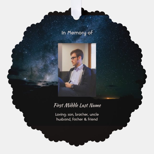 Memorial Milky Way Starry Night Sky  Tree Decoration Card (Front)