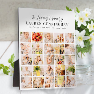 Memorial Minimalist Modern Simple 25 Photo Collage Plaque