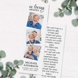 Memorial Modern 3 Photo Funeral Prayer Bookmark