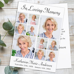 Memorial Modern 6 Photo Collage Sympathy Keepsake Thank You Card