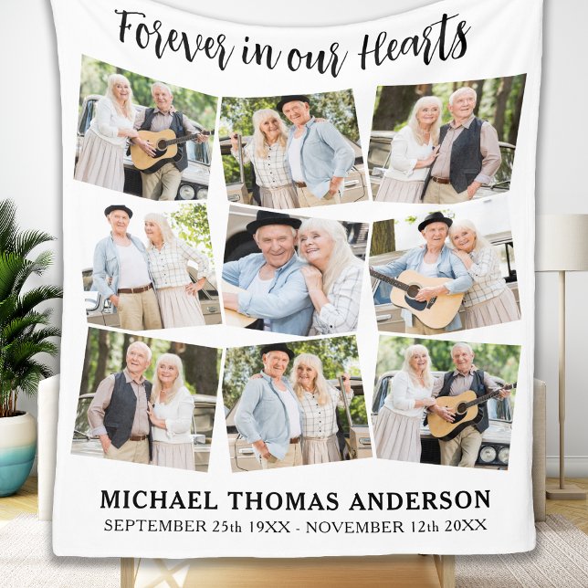 Memorial Modern 9 Picture Forever In Our Hearts  Fleece Blanket (Creator Uploaded)