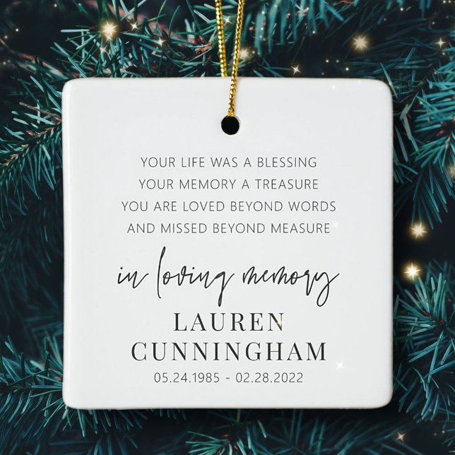 Memorial Modern Elegant Simple Chic Ceramic Ornament (Creator Uploaded)