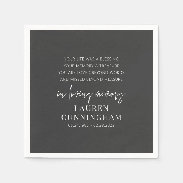 Memorial Modern Elegant Simple Chic Napkin (Front)