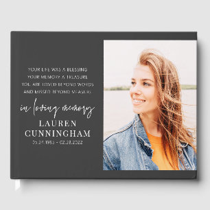 Memorial Modern Elegant Simple Chic Photo Guest Book