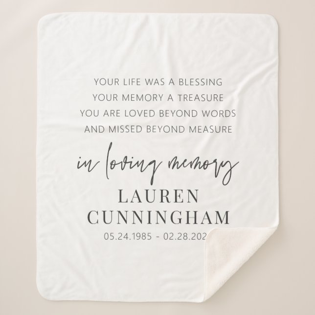 Memorial Modern Elegant Simple Chic Sherpa Blanket (Front)