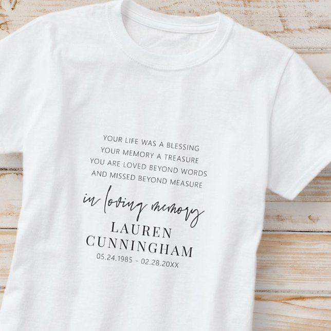 Memorial Modern Elegant Simple Chic T-Shirt (Creator Uploaded)