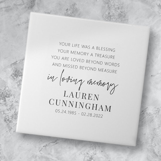Memorial Modern Elegant Simple Chic Tile (Creator Uploaded)