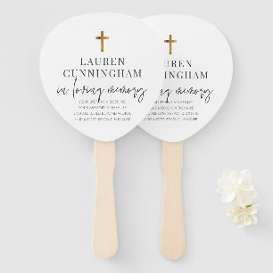 Memorial Modern Elegant Simple Cross Hand Fan