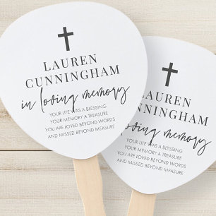 Memorial Modern Elegant Simple Cross Hand Fan