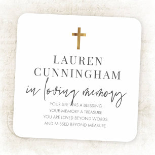 Memorial Modern Elegant Simple Cross Square Sticker