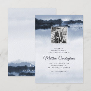 Memorial Modern Elegant Watercolor Custom Photo Thank You Card