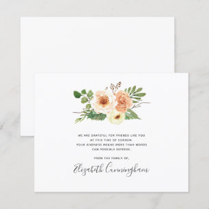 Memorial Modern Flower Floral Foliage Botanicals Thank You Card