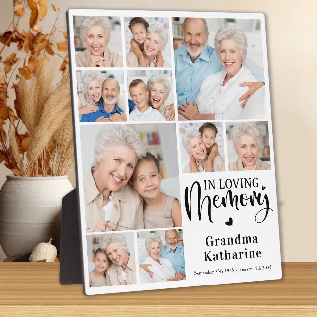 Memorial Modern Loving Memory 10 Photo Collage Plaque (Creator Uploaded)