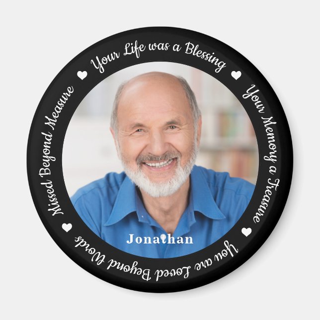 Memorial Modern Personalise Photo Remembrance Poem Magnet (Front)