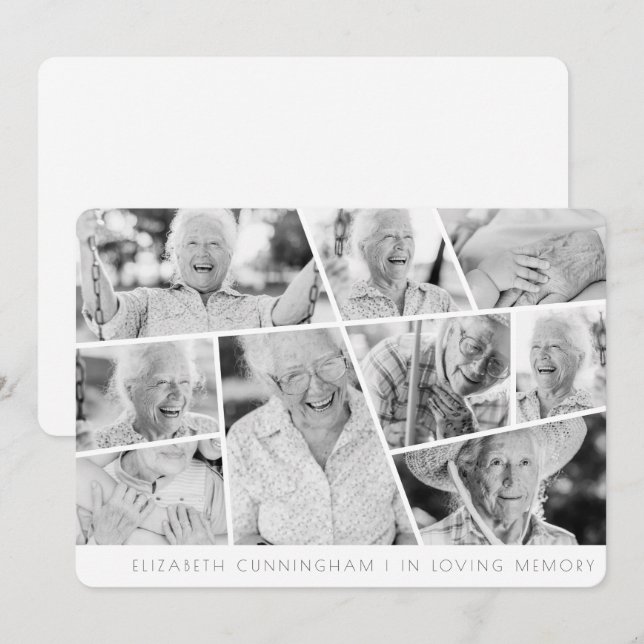 Memorial Modern Simple Chic 9 Photo Collage (Front/Back)