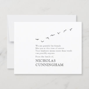 Memorial Modern Simple Flock of Birds Thank You Card
