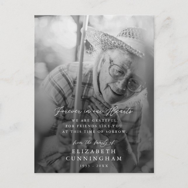 Memorial Modern Simple Forever in our Hearts Photo Postcard (Front)