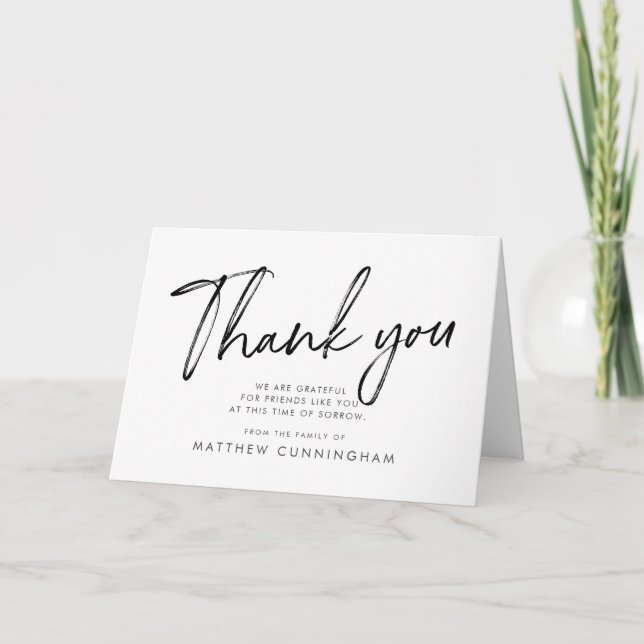 Memorial Modern Simple Minimalist Black & White Card (Front)