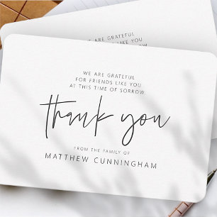 Memorial Modern Simple Minimalist Black & White Thank You Card