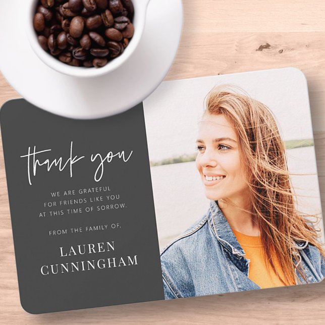 Memorial Modern Simple Minimalist Chic Photo Thank You Card (Creator Uploaded)