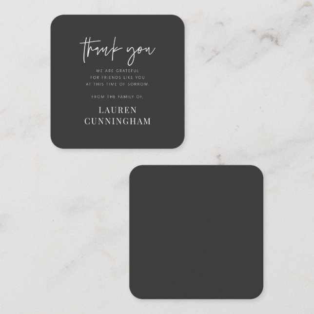 Memorial Modern Simple Minimalist Chic Thank You Card (Front/Back)