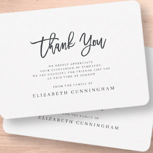 Memorial Modern Simple Minimalist In Loving Memory Thank You Card