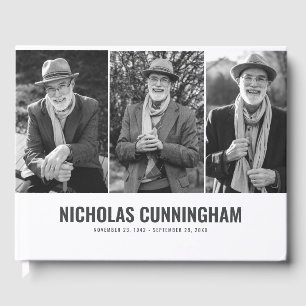 Memorial Modern Three Photo Guest Book