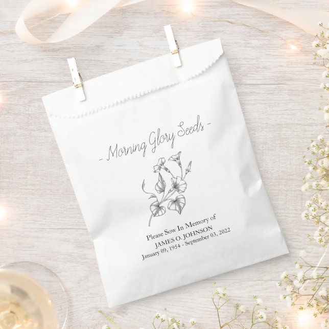 Memorial Morning Glory Seed Funeral  Favour Bags (Clipped)