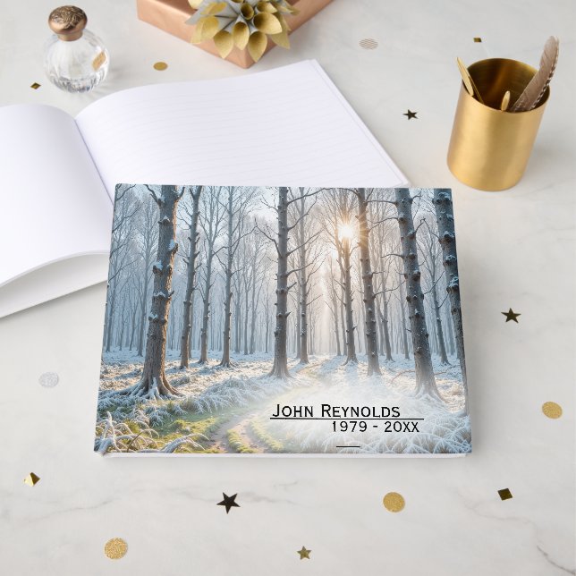 Memorial Morning Sunshine in Frosty Forest Guest Book (Front Open)