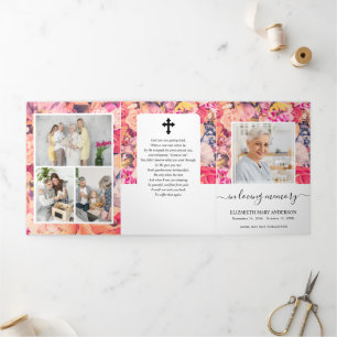 Memorial Multiple Floral Funeral Tri-Fold Program