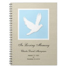 Memorial or Funeral Guest Book Notebook - Dove