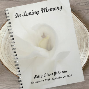 Memorial or Funeral Guest Book Notebook - Gardenia