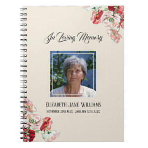 Memorial or Funeral Guest Book Watercolor Poppies