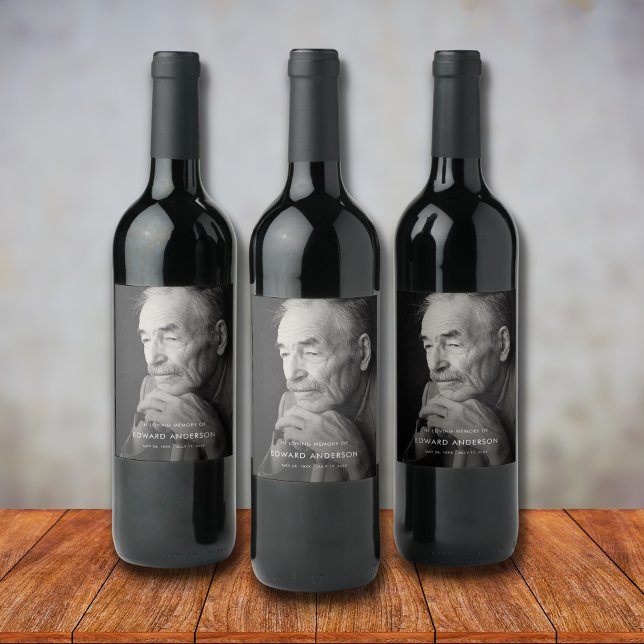 Memorial or Funeral Photo Tribute Keepsake Wine Label (Creator Uploaded)