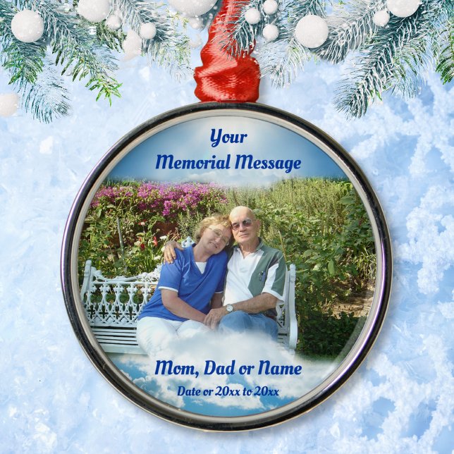 Memorial Ornaments for Mum, Dad, Parents Loved One (Memorial gifts for loss of parents. Memorial ornaments. Memorial Christmas Ornaments with Picture.)