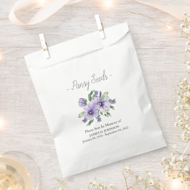 Memorial Pansy Seed Funeral  Favour Bags (Clipped)