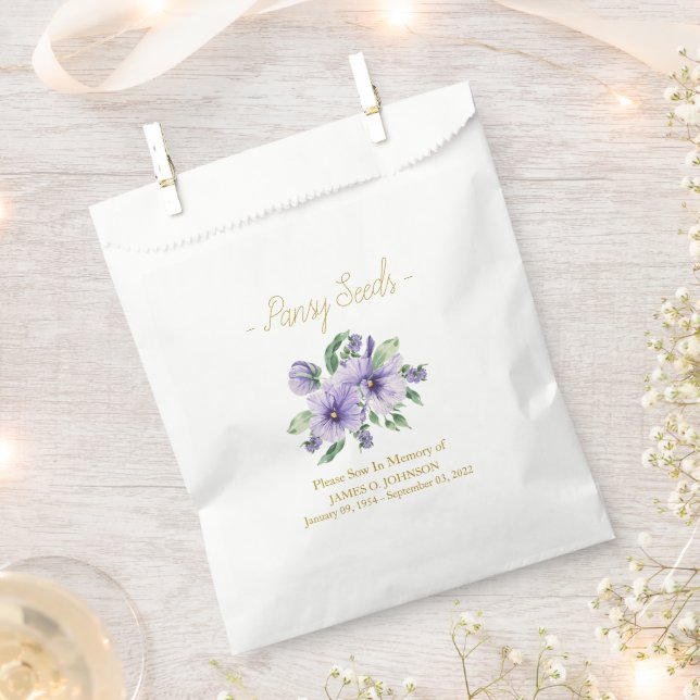 Memorial Pansy Seed Funeral  Favour Bags (Clipped)