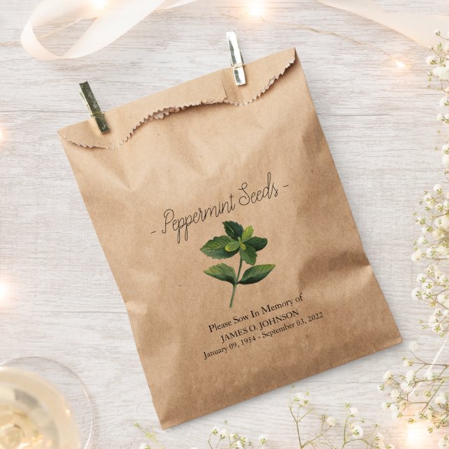 Memorial Peppermint Seed Funeral Favour Bags (Clipped)