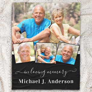 Memorial Personalised 4 Picture In Loving Memory  Fleece Blanket