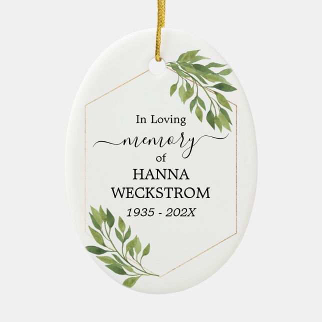 Memorial Personalised Photo greenery Ceramic Tree Decoration (Front)