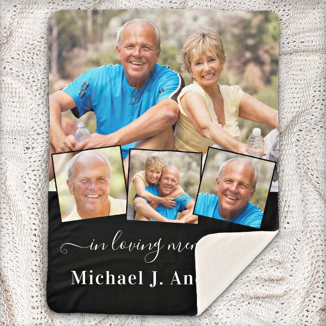Memorial Personalized 4 Picture In Loving Memory  Sherpa Blanket (Creator Uploaded)