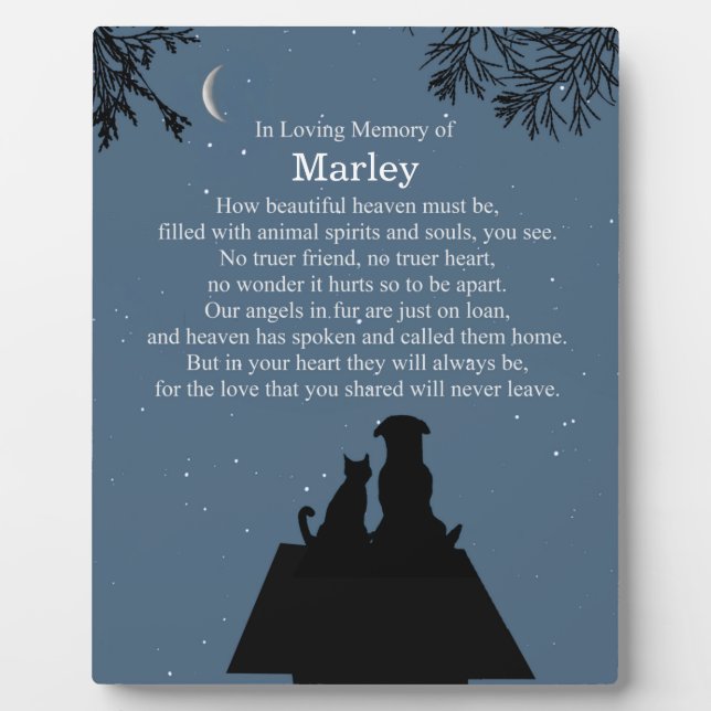 Memorial Pet Dog and Cat Beautiful Spiritual Name Plaque (Front)