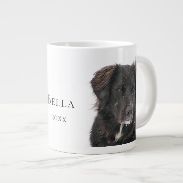 Memorial Pet Dog Photo Name Year Large Coffee Mug (Front Right)