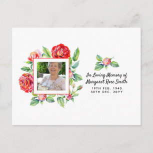 Memorial PHOTO Announcement Bereavement Roses Postcard