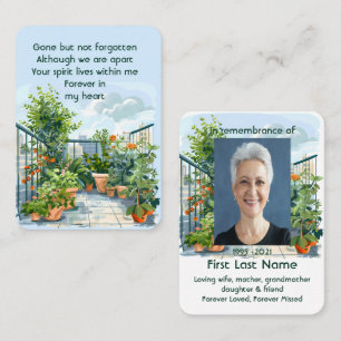 Memorial Photo Balcony Garden Gardener Business Card
