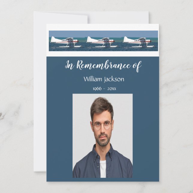 Memorial Photo Bush Aeroplane Keepsake Pilot Invitation (Front)